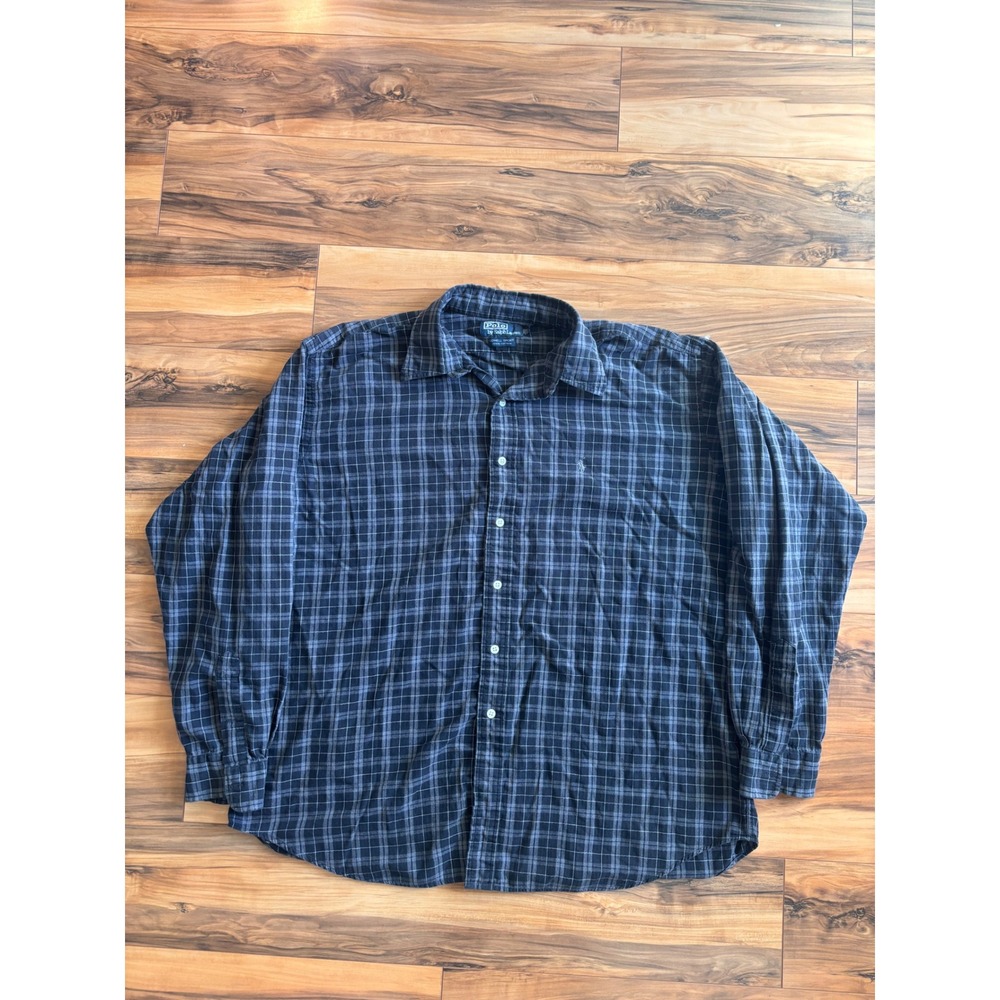 Polo Ralph Lauren Lowell Sport Plaid Button Down Shirt Navy Grey XL